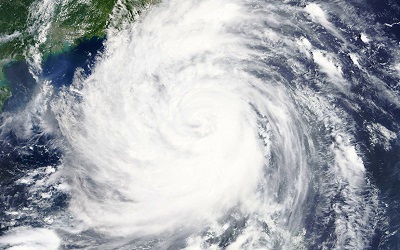 台風の目が撮影された気象衛星図
