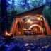 森の中のキャンプ場に造営されたテント